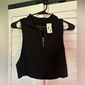 Aeropostale Black Sleeveless Polo Tank Top